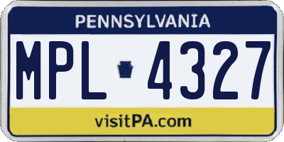PA license plate MPL4327