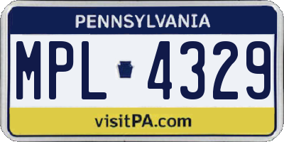 PA license plate MPL4329