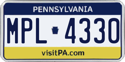 PA license plate MPL4330