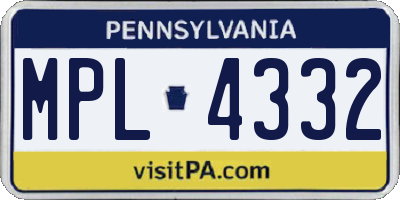 PA license plate MPL4332