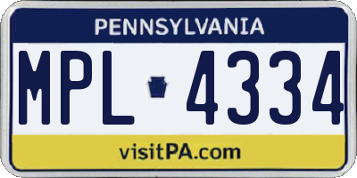 PA license plate MPL4334