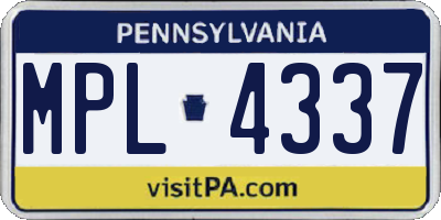 PA license plate MPL4337
