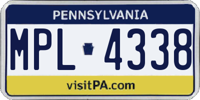 PA license plate MPL4338