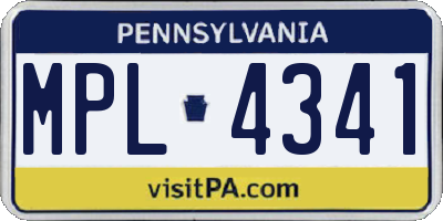 PA license plate MPL4341