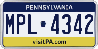 PA license plate MPL4342