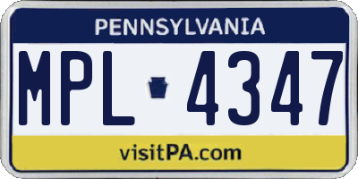 PA license plate MPL4347