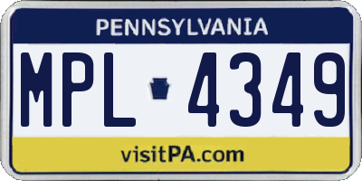 PA license plate MPL4349