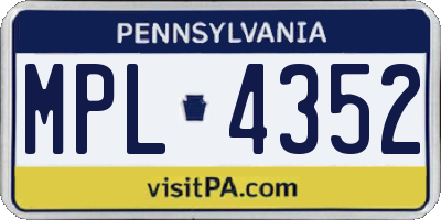 PA license plate MPL4352