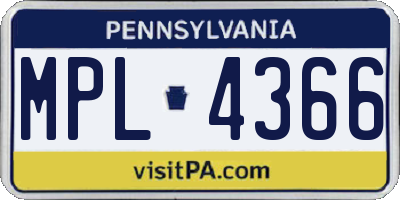 PA license plate MPL4366