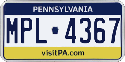 PA license plate MPL4367