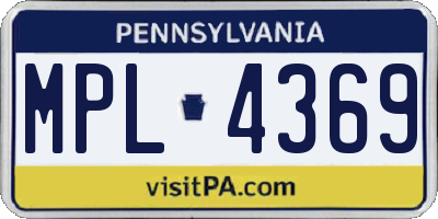 PA license plate MPL4369