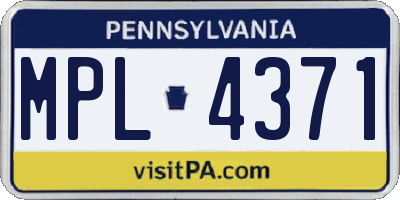 PA license plate MPL4371