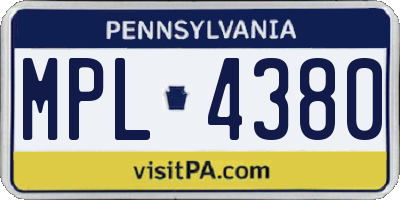 PA license plate MPL4380