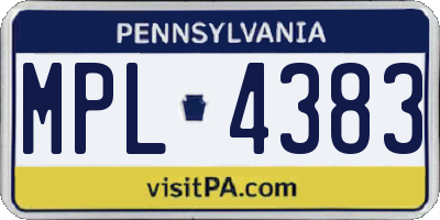PA license plate MPL4383
