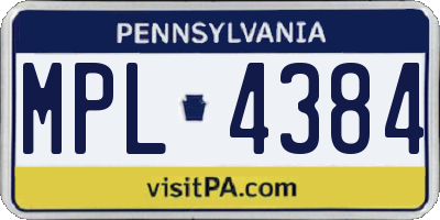 PA license plate MPL4384