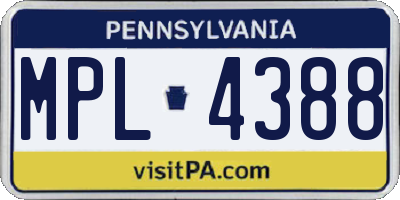 PA license plate MPL4388