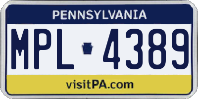 PA license plate MPL4389