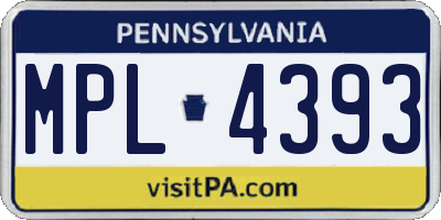 PA license plate MPL4393