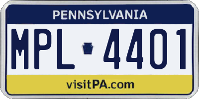PA license plate MPL4401