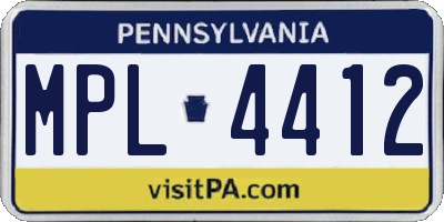 PA license plate MPL4412