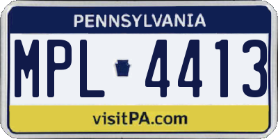 PA license plate MPL4413