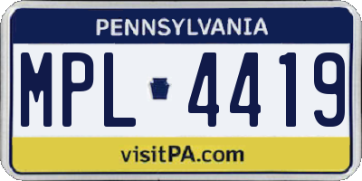 PA license plate MPL4419