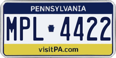 PA license plate MPL4422