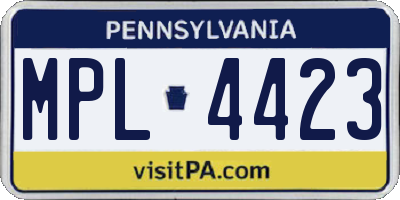 PA license plate MPL4423