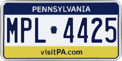 PA license plate MPL4425