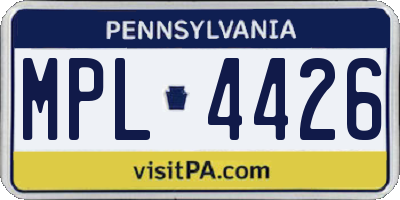 PA license plate MPL4426