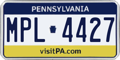 PA license plate MPL4427