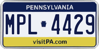 PA license plate MPL4429