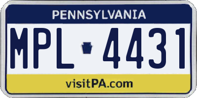 PA license plate MPL4431