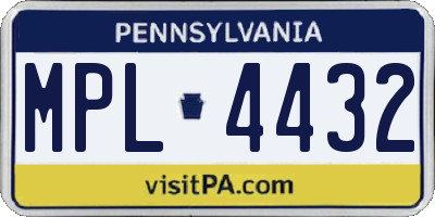 PA license plate MPL4432