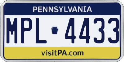 PA license plate MPL4433
