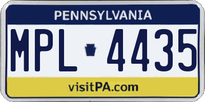 PA license plate MPL4435