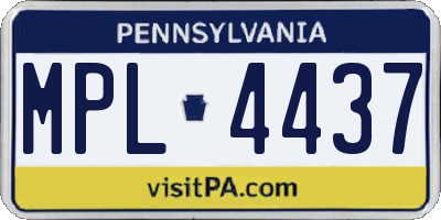 PA license plate MPL4437