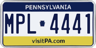 PA license plate MPL4441