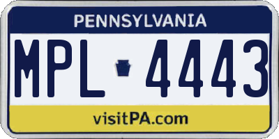 PA license plate MPL4443