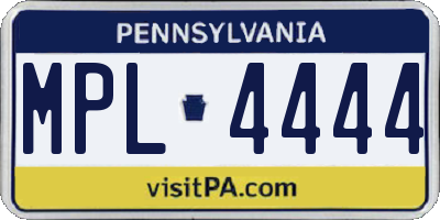 PA license plate MPL4444
