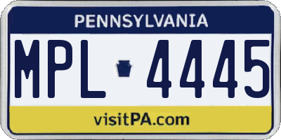 PA license plate MPL4445