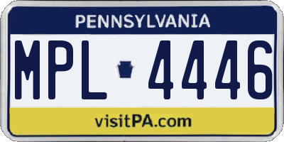 PA license plate MPL4446