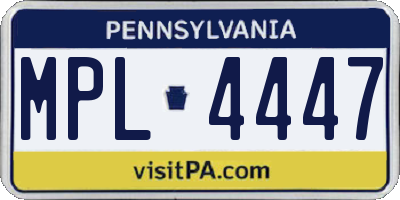 PA license plate MPL4447