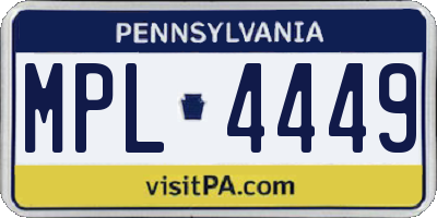 PA license plate MPL4449