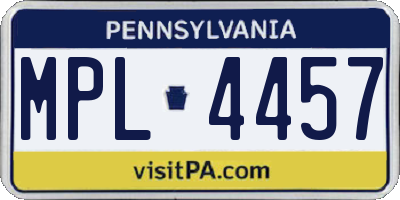 PA license plate MPL4457