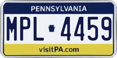 PA license plate MPL4459
