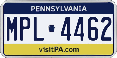 PA license plate MPL4462