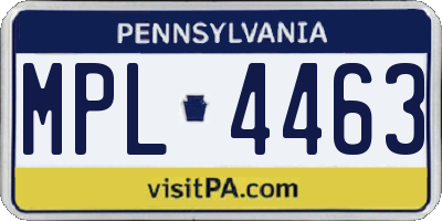 PA license plate MPL4463