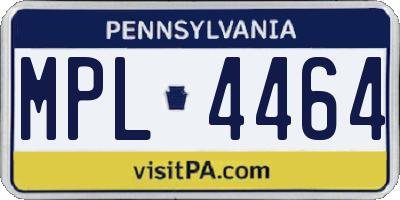 PA license plate MPL4464