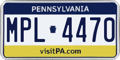 PA license plate MPL4470
